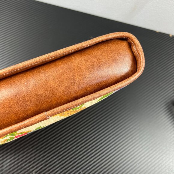 VTG Liz Claiborne Woven Floral Straw Shoulder Bag Leather Trim Pineapple Charm - Picture 14 of 16